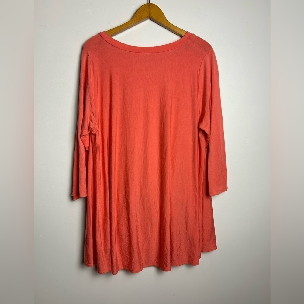 COMFY USA Modal Cotton Coral Long Sleeve Soft stretchy Hi-Low Blouse top Size S - Picture 2 of 9